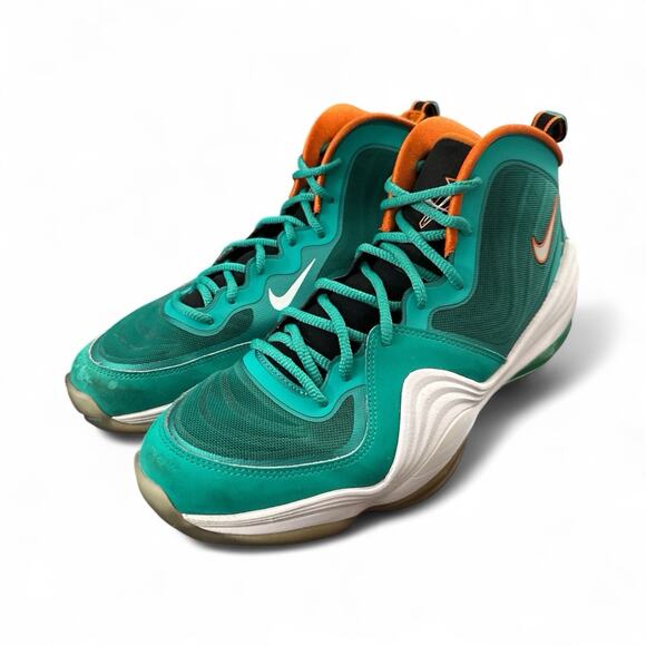 Nike Air Penny V Miami Dolphins Green/Orange Mid top Sneakers Men's size 10 - Picture 1 of 12